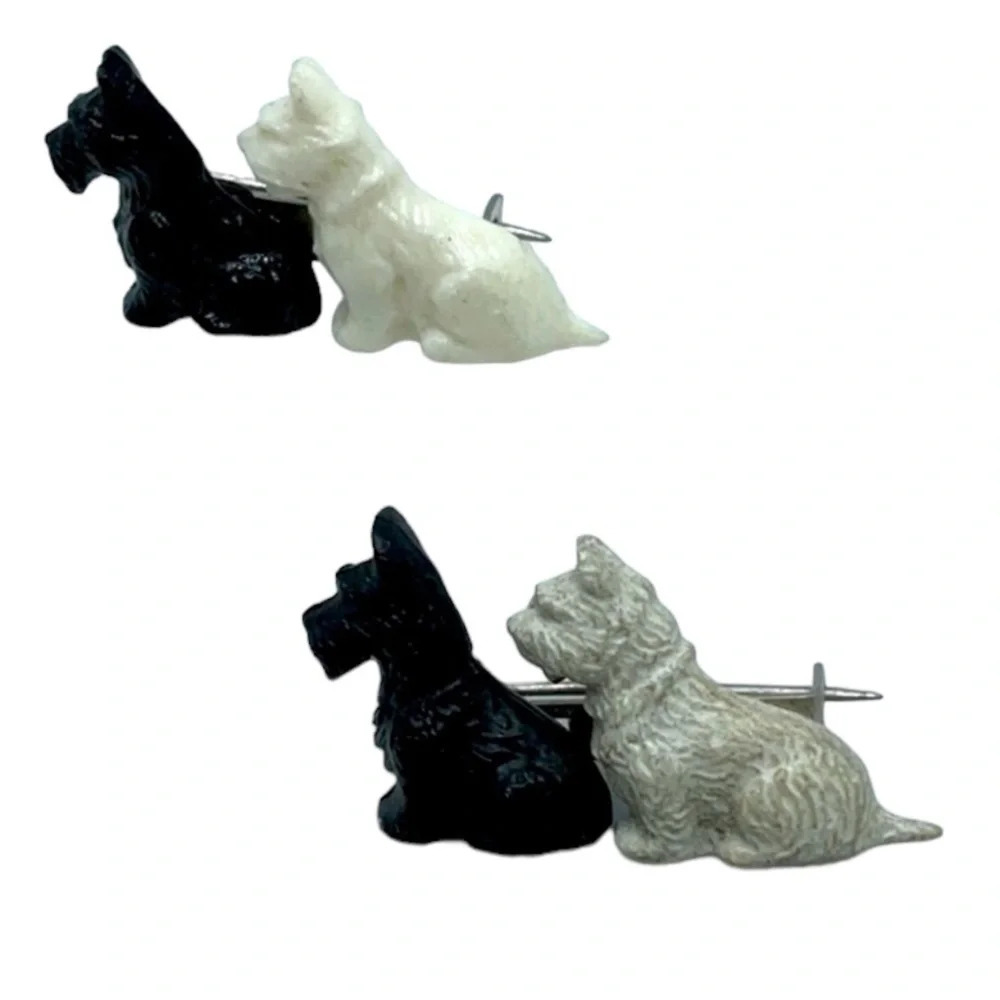 Vintage Plastic Scotty Scottie Dog Scatter Pins Brooches - Picture 1 of 2